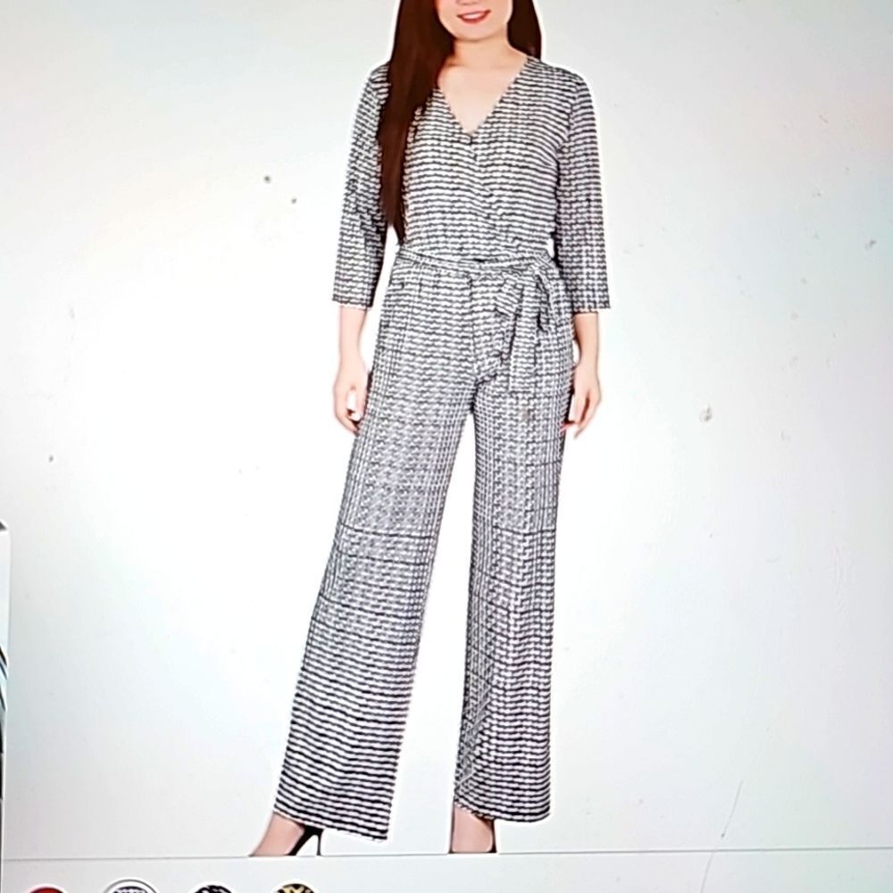NY Collection wideleg, belted jumpsuit PXL